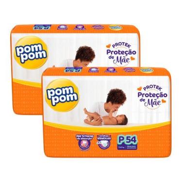 Imagem de Kit 2 Fraldas Pom Pom Derma Protek Mega P com 54un cada