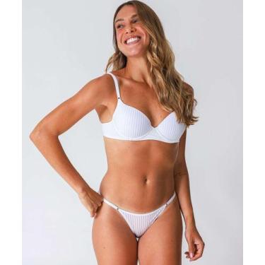 Imagem de Calcinha String Listras Tule Marisa Branco-49015, Branco, M