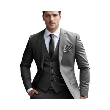 Imagem de Conjunto Masculino Slim Fit De Blazer, Colete E Calça Para Casamento, 