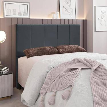 Imagem de Cabeceira Cama Box Casal 140cm Pérola W01 Suede Cinza - Mpozenato