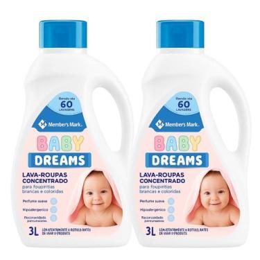 Imagem de Kit 2 Lava Roupas Baby Dreams Members Mark 3L  Sabão Hipoalergênico Co