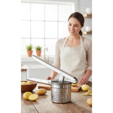 Imagem de 2x Amassador Batata Aço Inox: Purê Cremoso FÁCIL - Congratulations Sto