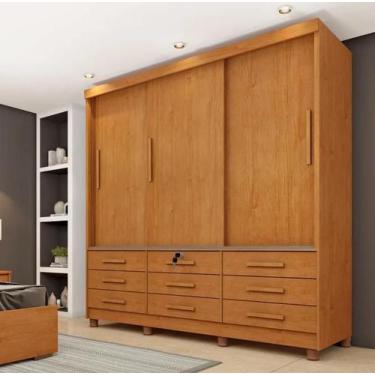 Imagem de Guarda Roupa Chicago 3 Portas 9 Gavetas Com Pés Móveis Tcil - Tcil Móv