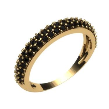 Imagem de Anel Aparador Com Diamantes Negros 18k Entrega Imediata - mcosta joias