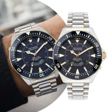 Imagem de Relógio Masculino Technos Skydiver Prata Azul Luxo Elegante