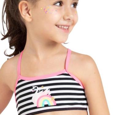 Imagem de Biquíni Kids Menina Cisne Rainbow Preto Verão Piscina Puket Tamanho:1,