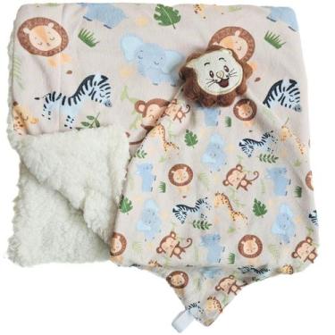 Imagem de Manta bebê com naninha com sherpa macia safari - Erich Baby