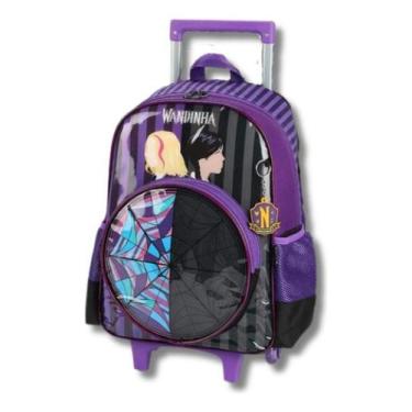 Imagem de Mochila Rodinhas Infantil Escolar Menina Wandinha Addams Luxcel - Roxo