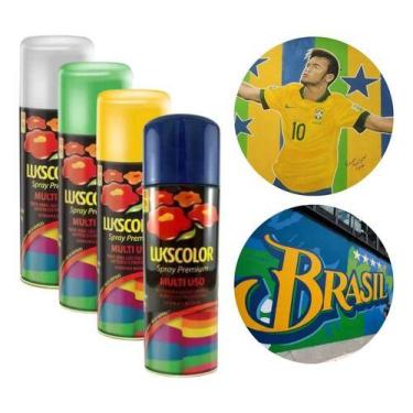 Imagem de Kit 4un Tinta Spray Copa Do Mundo Decoração Brasil Lukscolor