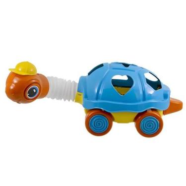 Imagem de Brinquedo Educativo Tartaruga Puxa Estica Didático Encaixar Formas Inf