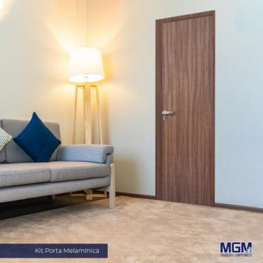 Imagem de Kit Porta de Madeira Lisa 212x65cm com Batente de Alumínio 3,6cm Ecoma