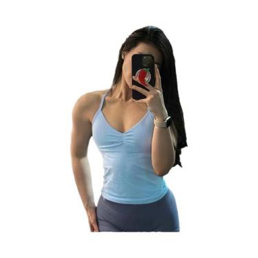 Imagem de Top De Ginástica Feminino Sem Costura Longline Com Alças E Costas Aber