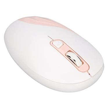 Imagem de PUSOKEI Mouse portátil fino sem fio de 2,4 G sem ruído para mouse óptico de laptop, mouse DPI ajustável e ergonômico, mouse para computador de mesa (rosa)