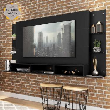 Imagem de Painel TV 65" c/ suporte e prateleiras de vidro Nairóbi Multimóveis