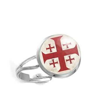 Imagem de Anel das Cruzadas Cruz de Jerusalém Unissex e Ajustável