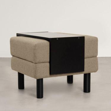 Imagem de Conjunto Puff Baú 60cm e Bandeja Antúrio CabeCasa MadeiraMadeira Bege/Preto
