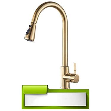 Imagem de Torneira de cozinha preta com furo único, bico de pia de cozinha misturador de córrego cabeça de pulverizador 360 rotação torneira misturadora de água quente e fria, ouro escovado, china