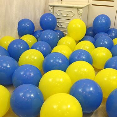 Imagem de AnnoDeel 50 peças de balões amarelos e azuis de 30,48 cm, balões amarelos e balões azuis para decoração de primavera de festa de casamento de aniversário