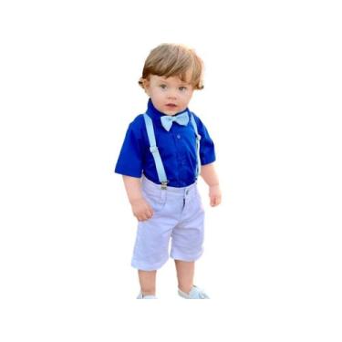 Imagem de Conjunto Infantil Juvenil Bermuda + Camisa Social Estilosa - Pó-Pô-Pan