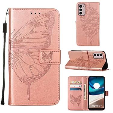 Imagem de For Motorola Moto G42 Embossed Butterfly Flip Leather Phone Case