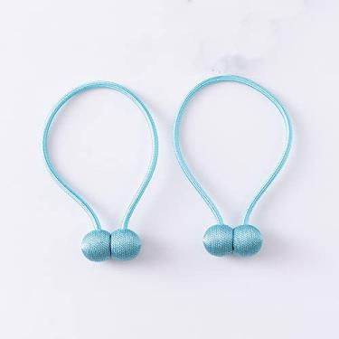 Imagem de peças de cortina de bola magnética tiebacks corda de amarração varetas acessórios de voltas retenções fivela clipes gancho para decoração de casa, azul, 4 peças