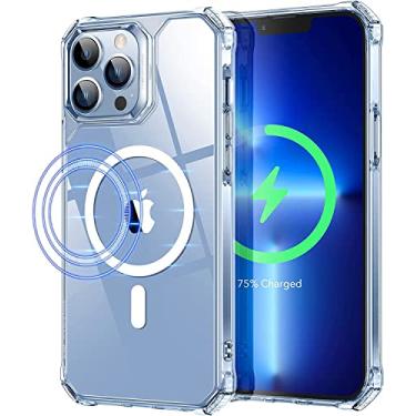 Imagem de ESR Capa transparente Air Armor com HaloLock compatível com iPhone 13 Pro Max, proteção de nível militar, suporta carregamento magnético - transparente