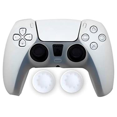 Imagem de Capa Capinha Case Skin Compatível com Controle Joystick do Playstation 5 PS5 Protetora Anti Impacto Queda Silicone Alta Proteção (Branco)