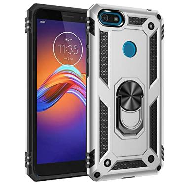 Imagem de Caso de capa de telefone de proteção Para Motorola Moto E6 Play Case Celular com caixa de suporte magnético, proteção à prova de choque pesada para Motorola Moto E6 Play (Color : Silver)