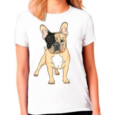 Imagem de Camiseta Buldog Francês Cachorro Pet Dog Branca Feminina05 - Design Ca