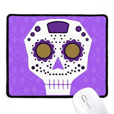 Imagem de Mousepad em forma de flor com olhos roxos com ilustração de cultura de caveira e borda costurada para jogos