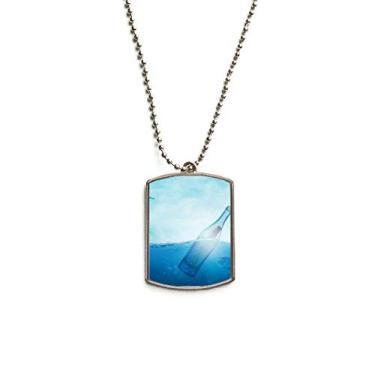 Imagem de DIYthinker Colar para animais de estimação com pingente de corrente de aço inoxidável para garrafa de vidro do oceano