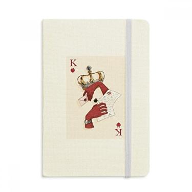 Imagem de Caderno de cartas de baralho com estampa de coração K, capa dura em tecido oficial diário clássico