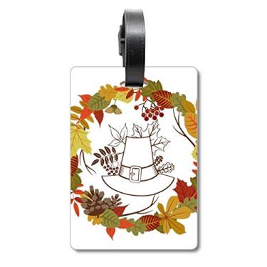 Imagem de Guland Bolsa de viagem com estampa de folhas de Dia de Ação de Graças, etiqueta para cartão de bagagem