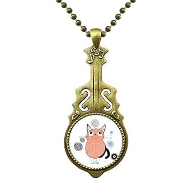 Imagem de DIYthinker Smile Animal rosa gato art déco presente moda colar antigo joia música pingente