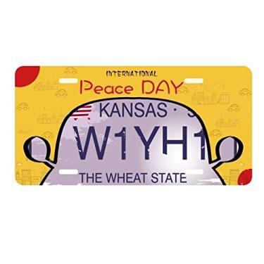 Imagem de DIYthinker Placa de carro americana com ilustração de licença de carro com etiqueta para decoração de carro Dia da Paz