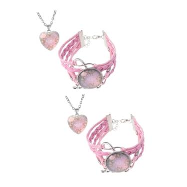 Imagem de SOIMISS 2 Conjuntos Pulseira de tecido colar feminino cadeia de mulheres jóias femininas pulseira feminina tecer Presente Mãe rosa