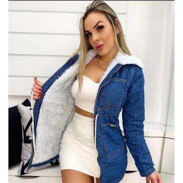 Imagem de Parka Jeans Azul Forrada com Pelúcia