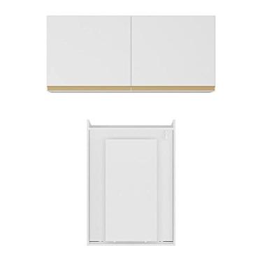 Imagem de Conjunto Lavanderia Multiuso Armário e Mesa Dobrável Multimóveis Mp5018 Branco
