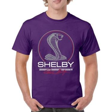 Imagem de Camiseta masculina Shelby Cobra Legendary Racing Performance American Classic Muscle Car GT500 GT Powered by Ford, Roxa, M