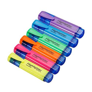 Imagem de PATIKIL Caneta marca-texto, 1 conjunto/6 unidades de cores sortidas à base de água com ponta larga para uso diário, 6 cores