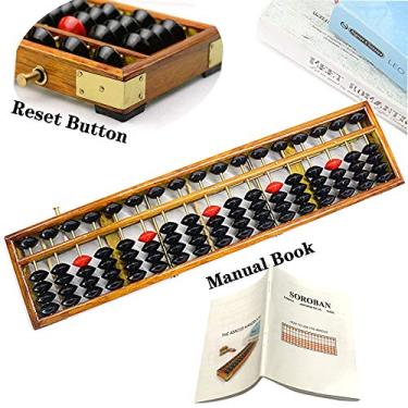 Imagem de Vintage Style Wooden Abacus Soroban 17 Colum(15in) Professional Abacus for Adults Kids with Guide Handbook and Reset Button, Anti-Skid Rubber Fee