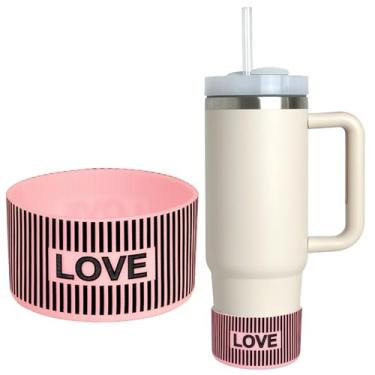 Imagem de GENLEAS 1 peça capa protetora de silicone para botas "LOVE" 340 g-1,134 g para Stanley Tumbler, Hydro Flask, Owala, Yeti, Simple Modern, Iron Flask Tumbler Acessórios, capa de manga antiderrapante com