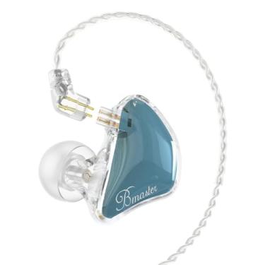 Imagem de BASN Fones de ouvido Bmaster Triplos Drivers in Ear Monitor, IEMs de áudio profissional para músicos, cantores, bateristas, com dois cabos conectores de 2 pinos e capa protetora (azul)