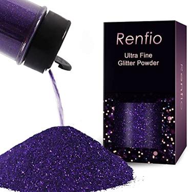 Imagem de Renfio Purpurina roxa, 60 g de glitter fino, glitter para artesanato, glitter de Halloween de 1/325.1 cm, floco de PET, lantejoulas, lascas de epóxi, flocos para decorações de Halloween, resina,