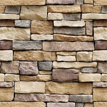Imagem de Papel de parede de pedra Yancorp Rock autoadesivo de papel de contato destacar e colar painel de parede removível decoração de casa, 18"x394", Stone
