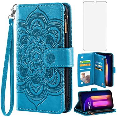 Imagem de Asuwish Capa de telefone para LG V60 ThinQ V60ThinQ 5G G9 Thin Q Capa carteira com protetor de tela de vidro temperado e flor flip porta-cartão de crédito suporte acessórios para celular LGV60 V 60