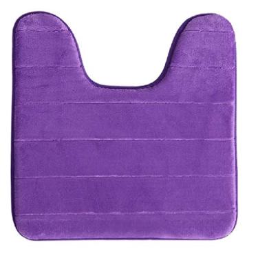 Imagem de Tapete de banheiro banheiro de espuma viscoelástica, macio e confortável, em forma de U, absorção de água grossa, antiderrapante e lavável na máquina e fácil de secar para banheira, tapete de contorno de 50 x 60 cm (roxo)