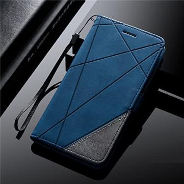 Imagem de WAOCEO ·Capa de couro Flip S7 S8 S9 Plus S10 S20 FE S21 S22 Ultra para Samsung Galaxy A7 A8 2018 Note 8 9 10 20 capa carteira com suporte (Note 8) azul