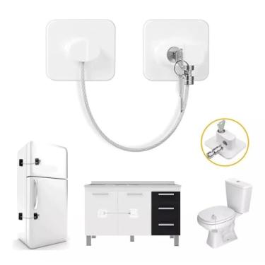Imagem de Trava Tranca De Segurança Chave Para Porta Gaveta Crianças Freezer Janela Porta Armario Geladeira Microondas Vaso Guarda Roupa Multiuso Flexível Bebe Nenem Infantil Focuslar - Branco