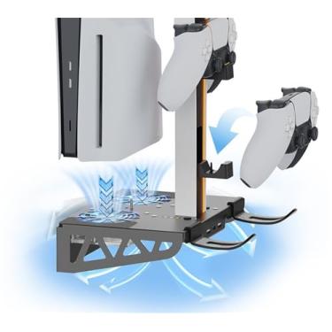 Imagem de Wall Mount Kit for PS5/PS5 Slim with Charging Station & Cooling Fans, PS5 Shelf Mount Accessories for PS5/PS5 Sl(Disc & Digital),Steel Wall Stand Holder with Dual Controller Charger, Headset Hanger